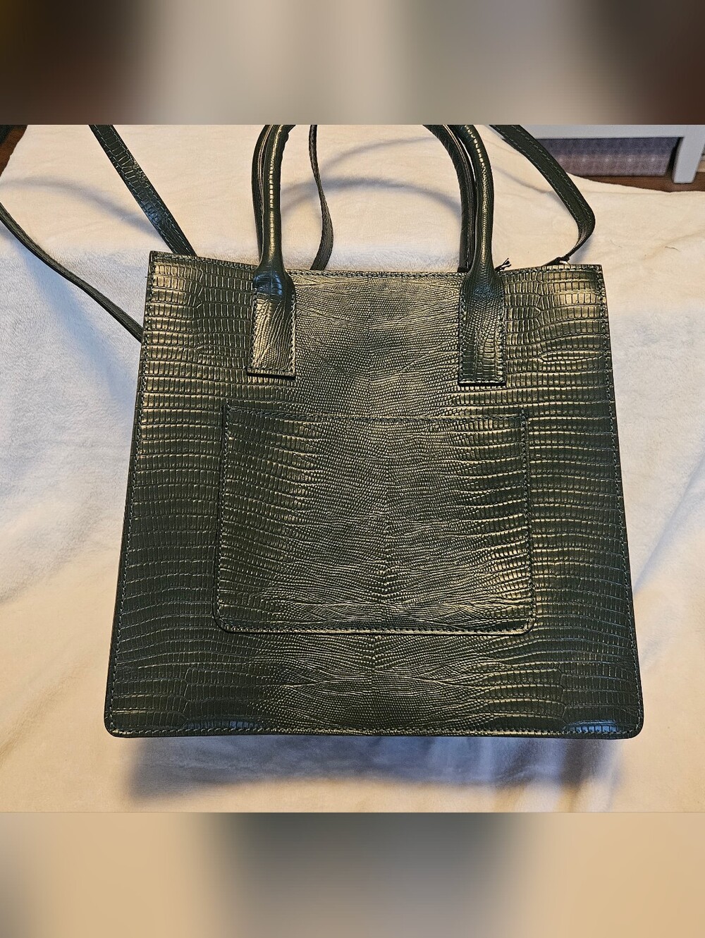 Viola Castellani Green Croc-Embossed Leather Tote Bag - Picture 2 of 5